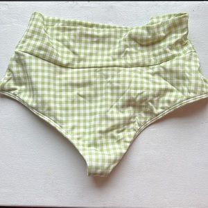 High waisted Montce bikini bottom size M gingham mint pattern